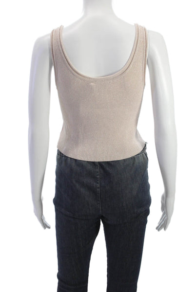 3.1 Phillip Lim Womens Cropped Tank Beige Scoop Neck Viscose Size S