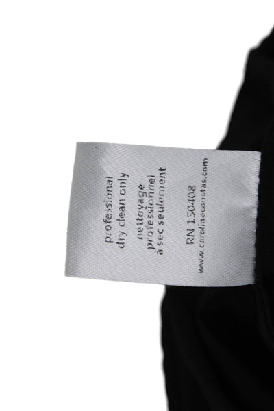 Caroline Constas Women Cropped Off Shoulder Blouse Black Short Sleeve Size XS