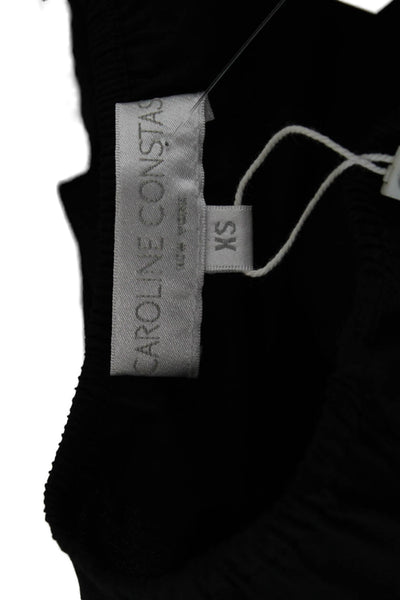 Caroline Constas Women Cropped Off Shoulder Blouse Black Short Sleeve Size XS