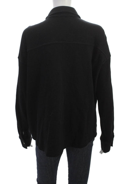 Donni Women Basic Black Collared Long Sleeve Button-Up Organic Cotton Size S
