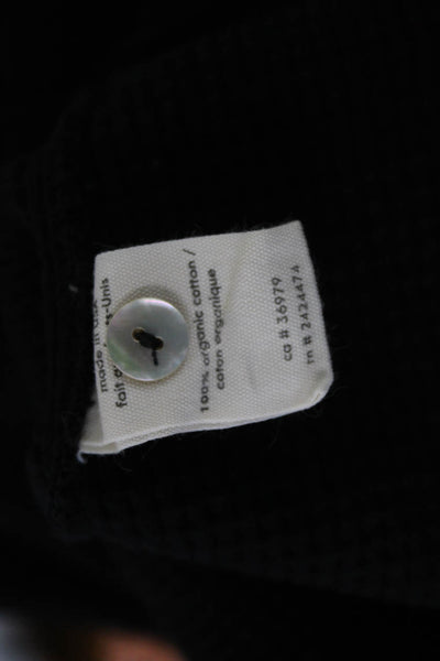 Donni Women Basic Black Collared Long Sleeve Button-Up Organic Cotton Size S