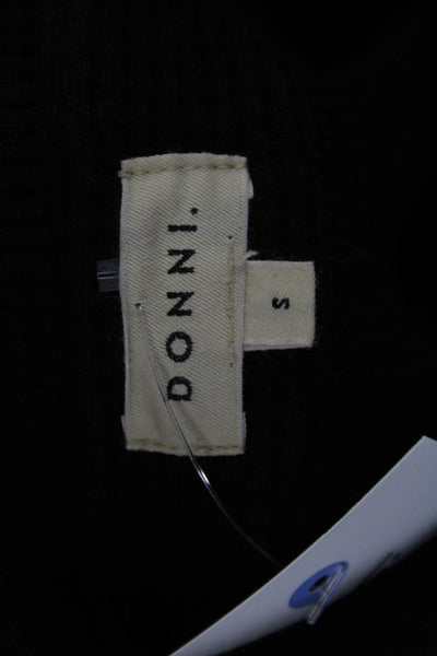 Donni Women Basic Black Collared Long Sleeve Button-Up Organic Cotton Size S