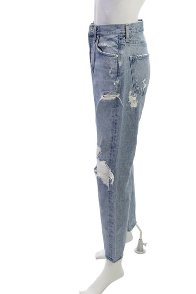 Agolde Womens Straight Jeans Blue High Rise 28 Inseam 100% Cotton Size 24