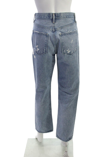 Agolde Womens Straight Jeans Blue High Rise 28 Inseam 100% Cotton Size 24