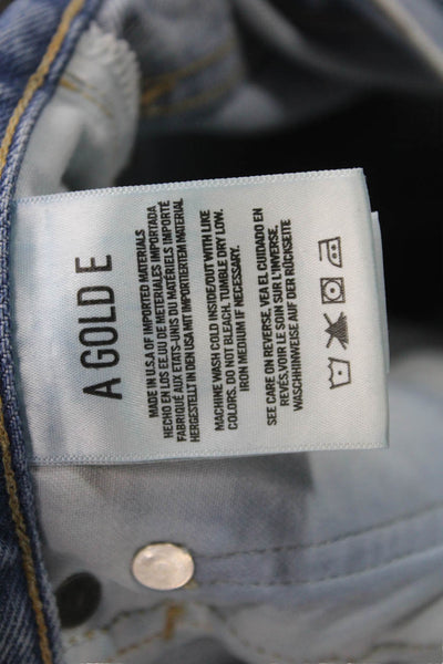 Agolde Womens Straight Jeans Blue High Rise 28 Inseam 100% Cotton Size 24