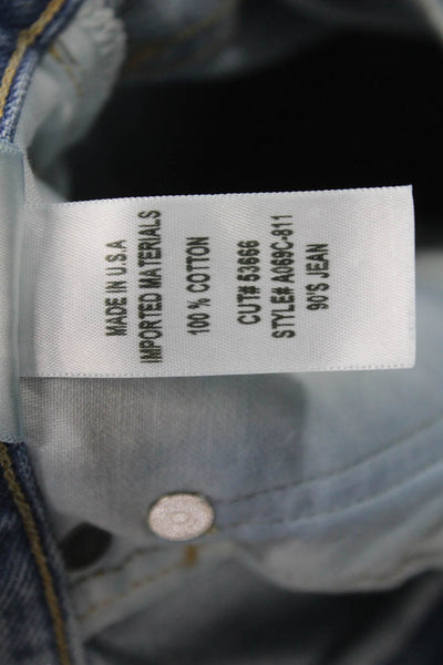 Agolde Womens Straight Jeans Blue High Rise 28 Inseam 100% Cotton Size 24