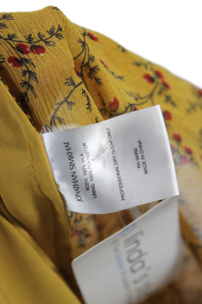 Jonathan Simkhai Women Silk Floral High Neck Long Sleeve Button Blouse Size M