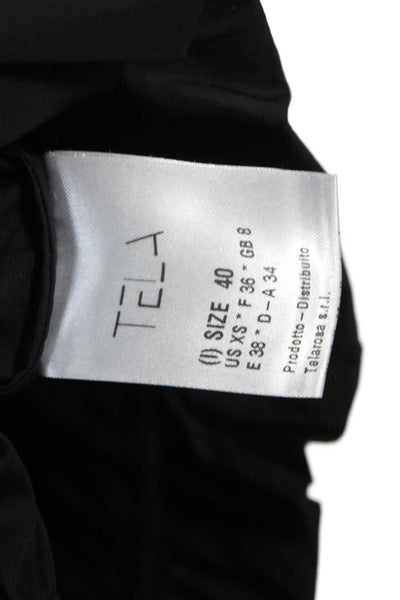 Tela Women Basic Black Blouse Long Sleeve Round Neck Cotton Size S