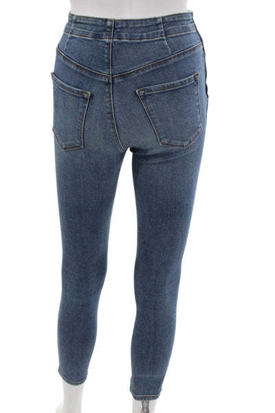 J Brand Womens Skinny Jeans High Rise Cotton Blue Button Size 24