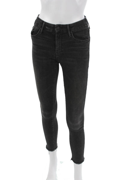 Mother Womens Skinny Black Jeans High Rise Button Fly Size 25