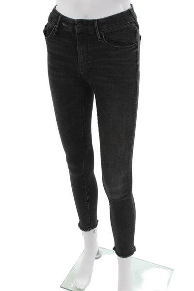 Mother Womens Skinny Black Jeans High Rise Button Fly Size 25