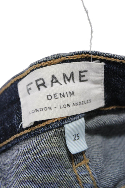 Frame Women Skinny Jeans Blue High Rise Button Size 25