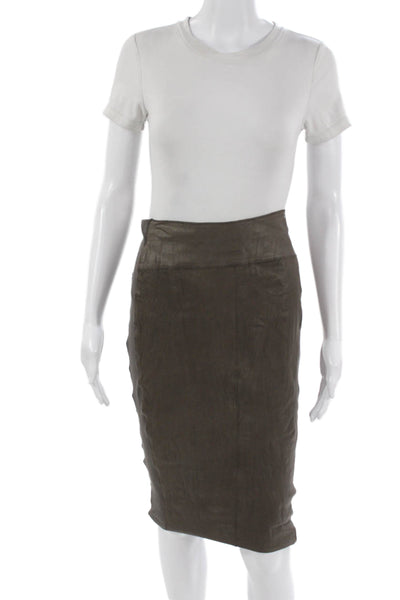 Barneys New York Womens Leather Brown Straight Pencil Skirt Short Size 4