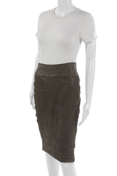 Barneys New York Womens Leather Brown Straight Pencil Skirt Short Size 4