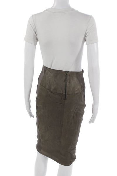 Barneys New York Womens Leather Brown Straight Pencil Skirt Short Size 4