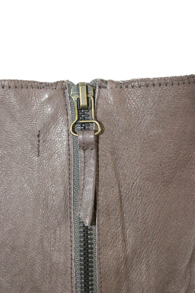 Barneys New York Womens Leather Brown Straight Pencil Skirt Short Size 4