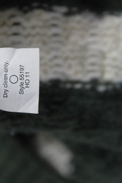 J Crew Women Merino Wool Striped Crewneck Pullover 3/4 Sleeve Green Size XS