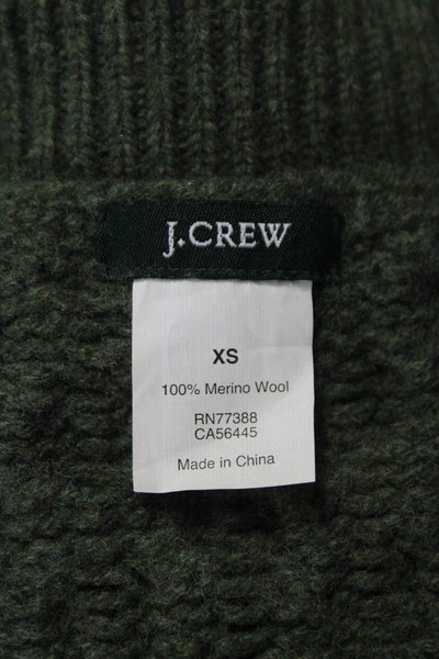 J Crew Women Merino Wool Striped Crewneck Pullover 3/4 Sleeve Green Size XS