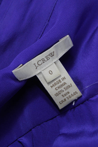 J Crew Women Basic Silk Collared Button-Up Long Sleeve Top Purple Size 0
