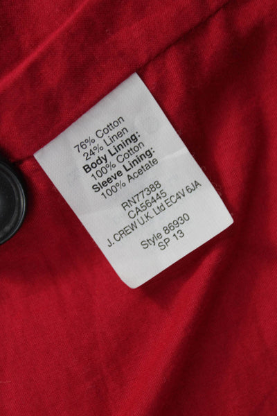 Madewell Womens Basic Red Linen Cotton Jacket Size 0