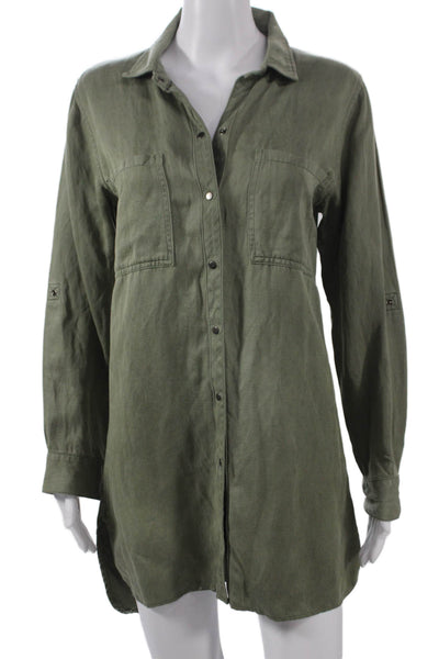 Rails Womens Green Shirt Dress Collared Long Sleeve Snap Size XS