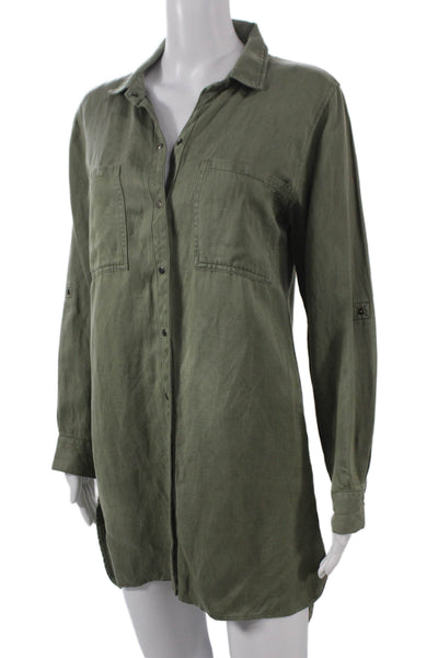 Rails Womens Green Shirt Dress Collared Long Sleeve Snap Size XS