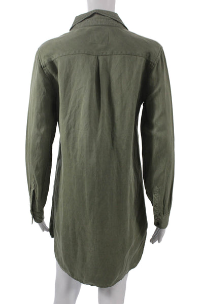 Rails Womens Green Shirt Dress Collared Long Sleeve Snap Size XS