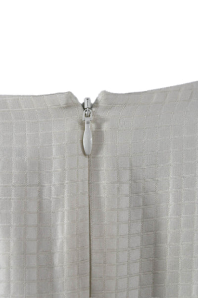 Club Monaco Womens Ivory Silk Checked V-Neck Shift Dress 3/4 Sleeve Size 00