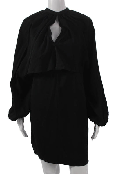 COS Women Mini Dress Black Long Sleeve High Neck Button Size 2
