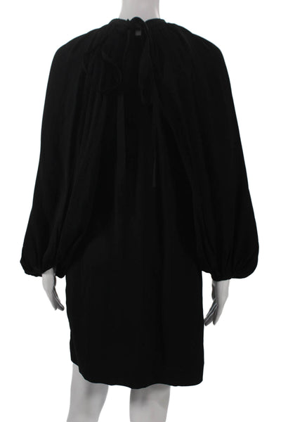 COS Women Mini Dress Black Long Sleeve High Neck Button Size 2