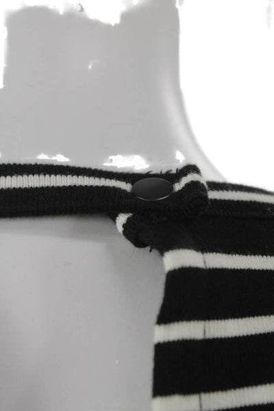 Madewell Women T-Shirt Dress Black Striped 3/4 Sleeve Midi Size XS