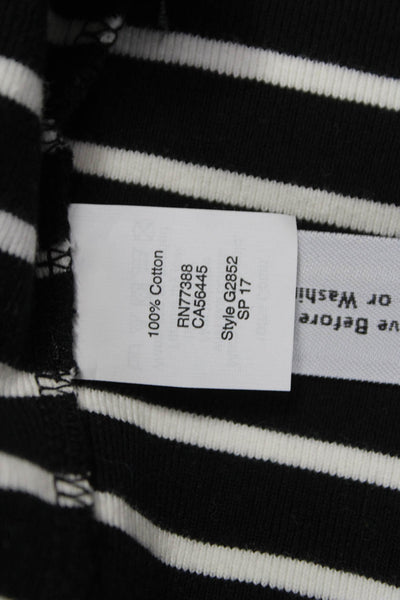 Madewell Women T-Shirt Dress Black Striped 3/4 Sleeve Midi Size XS