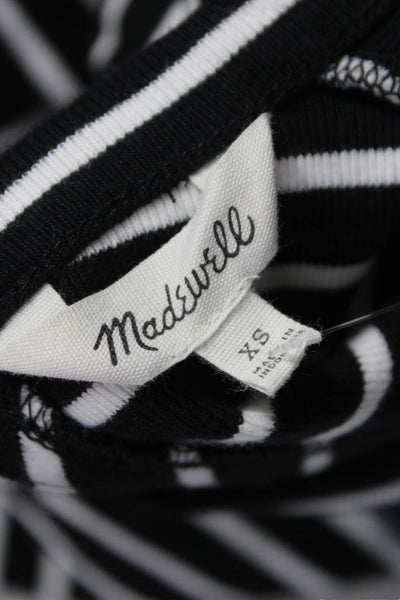 Madewell Women T-Shirt Dress Black Striped 3/4 Sleeve Midi Size XS