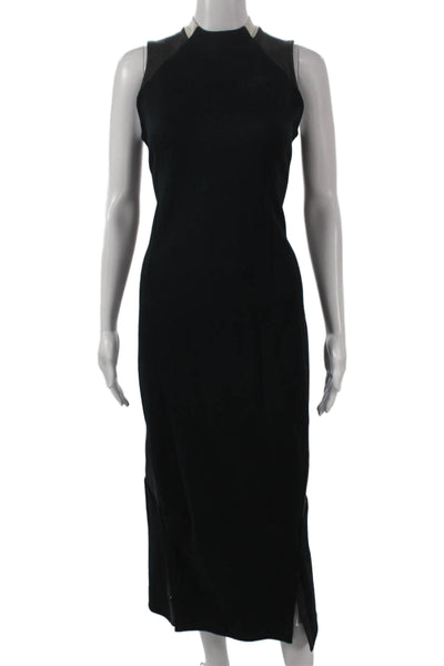 Nike Womens Sheath Midi Dress Sleeveless Mock Neck Black Colorblock Size S