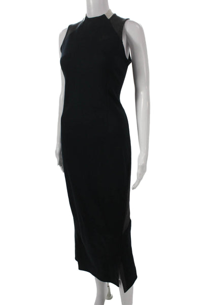 Nike Womens Sheath Midi Dress Sleeveless Mock Neck Black Colorblock Size S