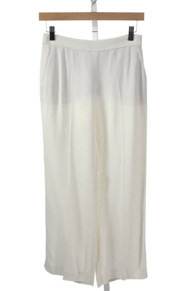 Massimo Dutti Womens Dress Pants White 100% Viscose Button Size 2