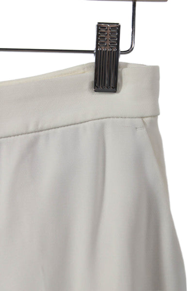 Massimo Dutti Womens Dress Pants White 100% Viscose Button Size 2