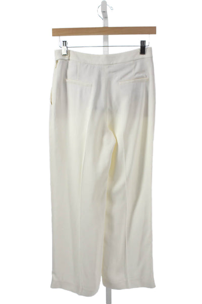 Massimo Dutti Womens Dress Pants White 100% Viscose Button Size 2