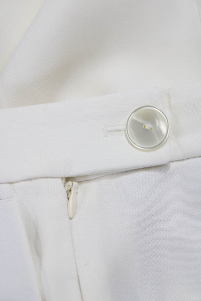 Massimo Dutti Womens Dress Pants White 100% Viscose Button Size 2