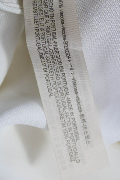 Massimo Dutti Womens Dress Pants White 100% Viscose Button Size 2