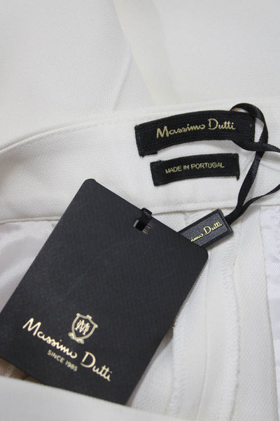 Massimo Dutti Womens Dress Pants White 100% Viscose Button Size 2