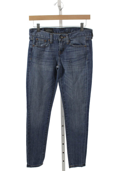 J Crew Women Blue Denim Ankle Jeans Mid Rise 28 Inseam Size 24