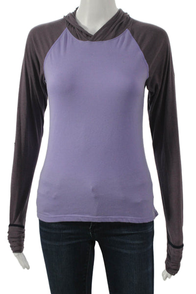 Nike Women Pullover T-Shirt Purple Long Sleeve Colorblock Size XS