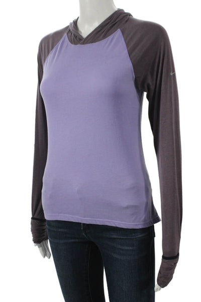 Nike Women Pullover T-Shirt Purple Long Sleeve Colorblock Size XS