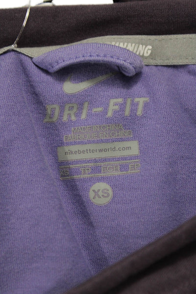 Nike Women Pullover T-Shirt Purple Long Sleeve Colorblock Size XS