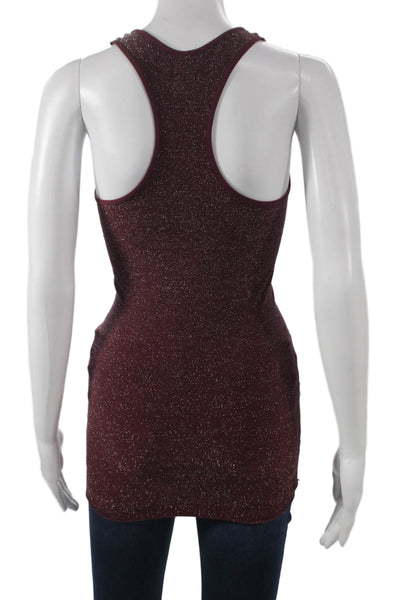 Phat Buddha Women Basic Sparkly Scoop Neck Sleeveless Tank Purple Size One Size