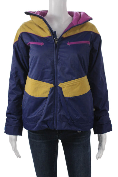 Burton Girls Ski Jacket Blue Nylon Colorblock Zip Winter Size M
