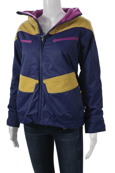 Burton Girls Ski Jacket Blue Nylon Colorblock Zip Winter Size M