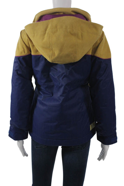 Burton Girls Ski Jacket Blue Nylon Colorblock Zip Winter Size M