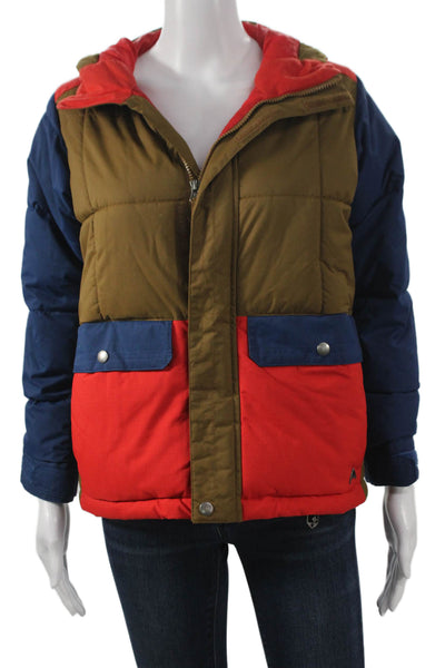 Burton Boys Multicolor Puffer Jacket Colorblock Nylon Zip Ski Size S
